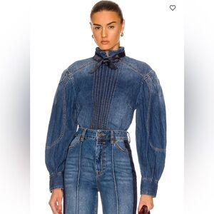 ZIMMERMANN
Rhythmic Tie-detailed Denim Shirt In High Tide